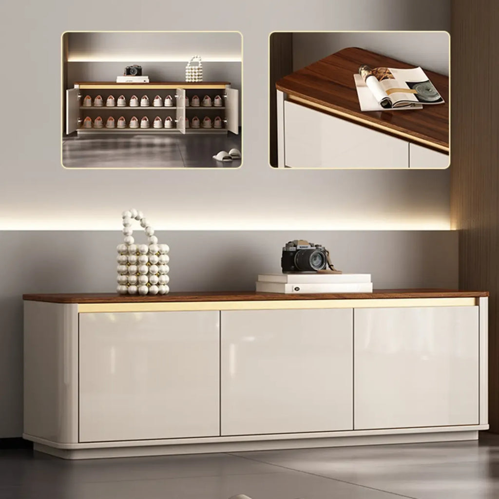 Banc d'entrée en bois marron à 2 tiroirs avec rangement pour chaussures