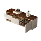 Banc d'entrée en bois marron à 2 tiroirs avec rangement pour chaussures