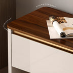 Banc d'entrée en bois marron à 2 tiroirs avec rangement pour chaussures