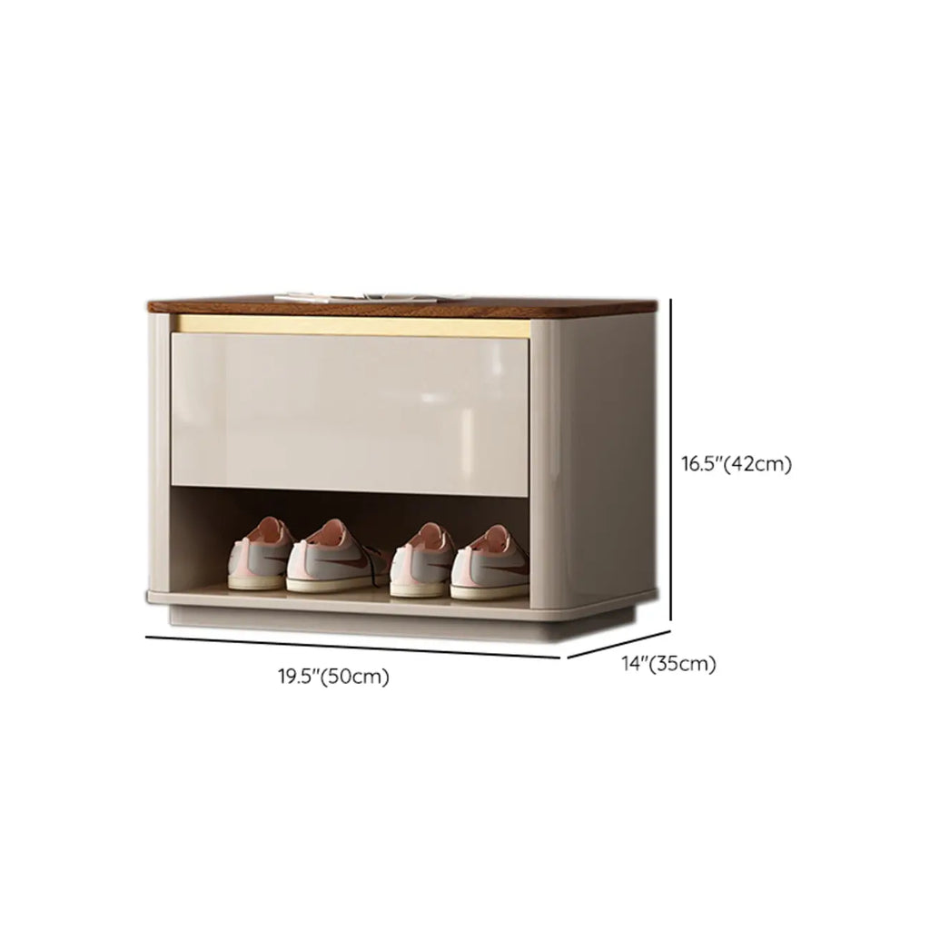 Banc d'entrée en bois marron à 2 tiroirs avec rangement pour chaussures