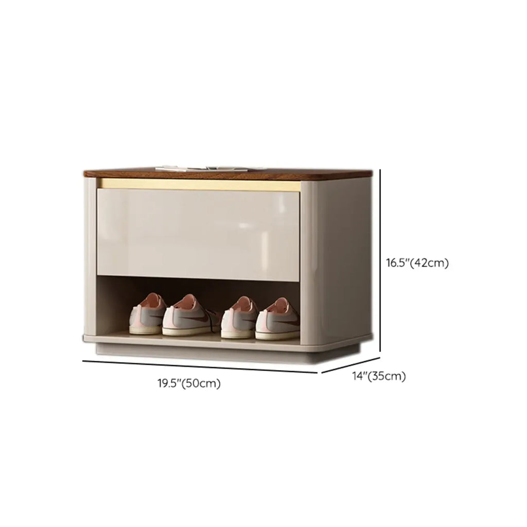 Banc d'entrée en bois marron à 2 tiroirs avec rangement pour chaussures