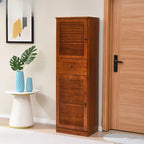 Meuble à chaussures haut de style nordique en bois massif beige pour entrée