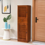 Meuble à chaussures haut de style nordique en bois massif beige pour entrée