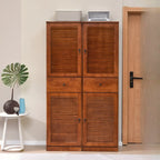 Meuble à chaussures haut de style nordique en bois massif beige pour entrée