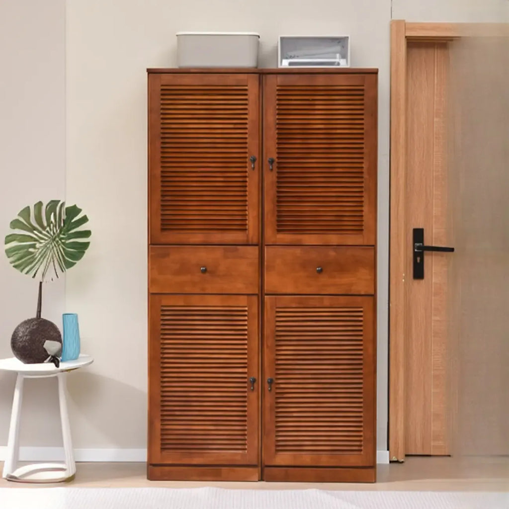 Meuble à chaussures haut de style nordique en bois massif beige pour entrée