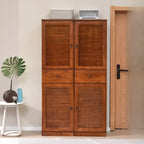 Meuble à chaussures haut de style nordique en bois massif beige pour entrée