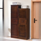 Meuble à chaussures haut de style nordique en bois massif beige pour entrée