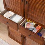 Meuble à chaussures haut de style nordique en bois massif beige pour entrée