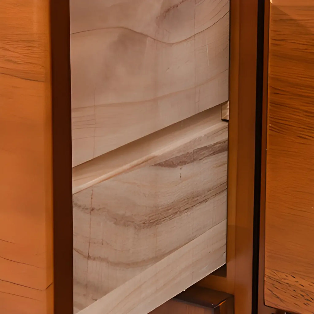 Meuble à chaussures haut de style nordique en bois massif beige pour entrée