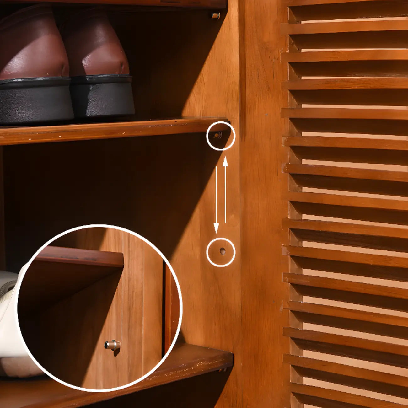 Meuble à chaussures haut de style nordique en bois massif beige pour entrée