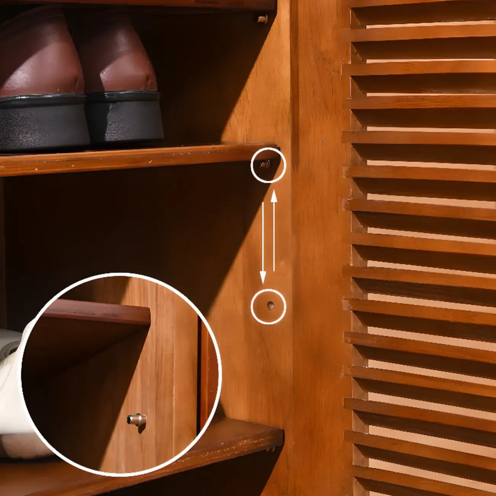 Meuble à chaussures haut de style nordique en bois massif beige pour entrée