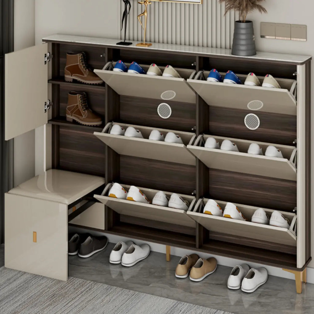 Meuble à chaussures brillant avec portes coulissantes pour entrée