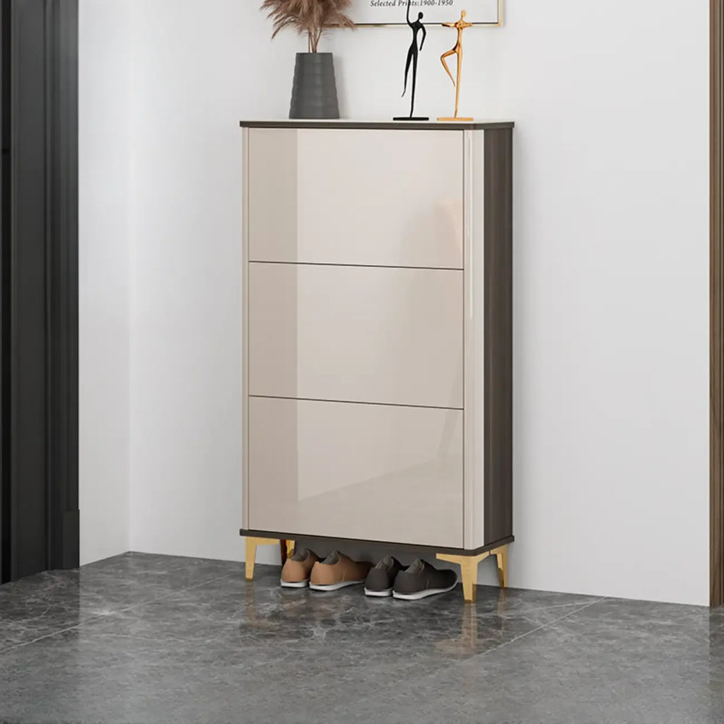 Meuble à chaussures brillant avec portes coulissantes pour entrée