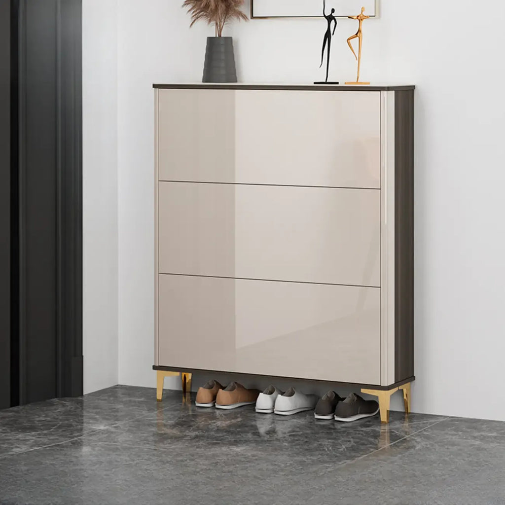 Meuble à chaussures brillant avec portes coulissantes pour entrée