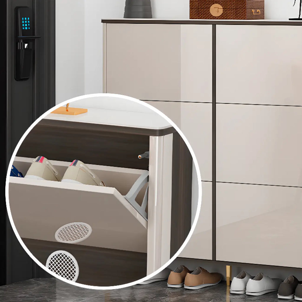 Meuble à chaussures brillant avec portes coulissantes pour entrée