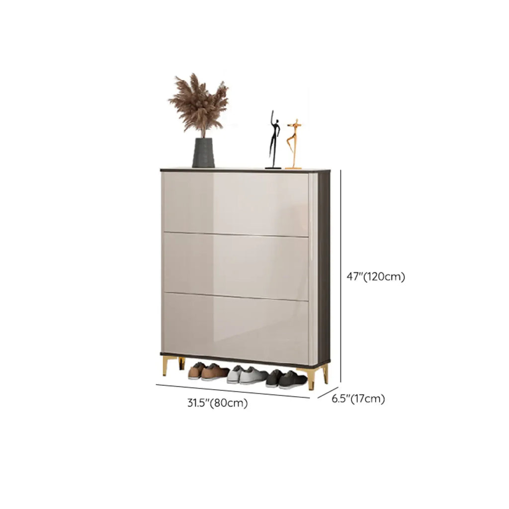 Meuble à chaussures brillant avec portes coulissantes pour entrée