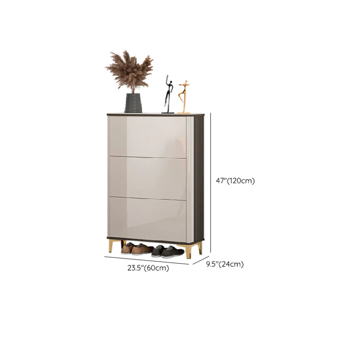 Meuble à chaussures brillant avec portes coulissantes pour entrée