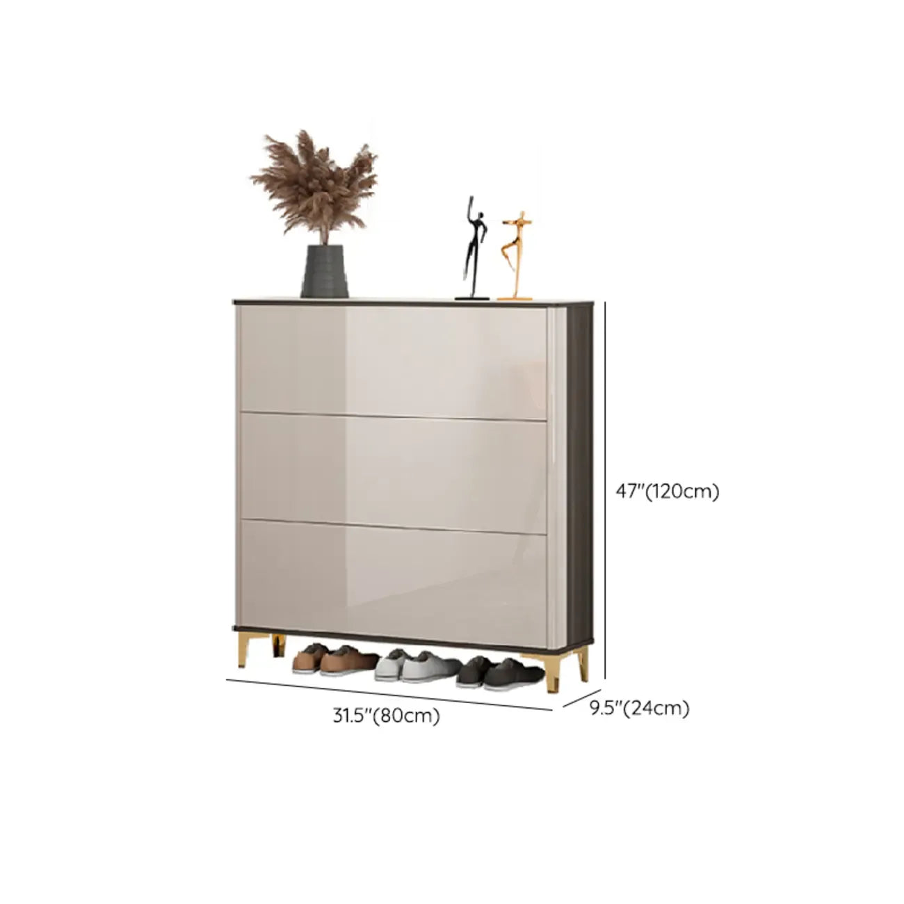 Meuble à chaussures brillant avec portes coulissantes pour entrée