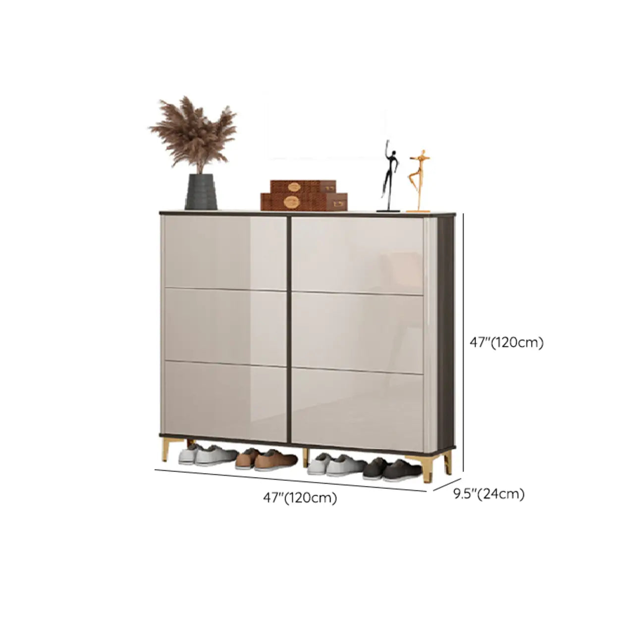 Meuble à chaussures brillant avec portes coulissantes pour entrée