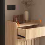 Meuble à chaussures d'entrée moderne et fin en bois beige