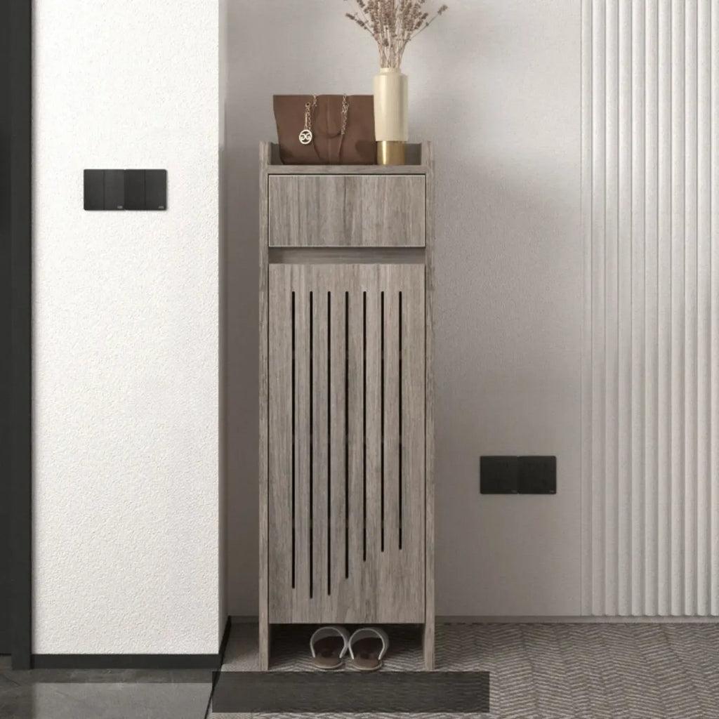 Meuble à chaussures d'entrée moderne et fin en bois beige