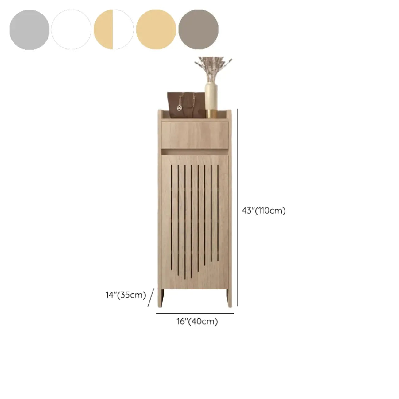 Meuble à chaussures d'entrée moderne et fin en bois beige