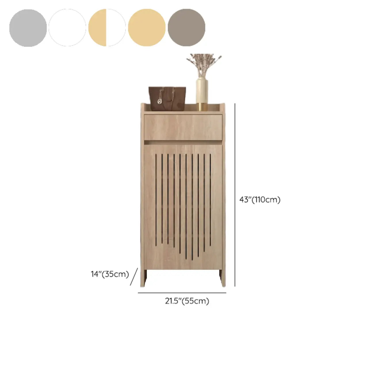 Meuble à chaussures d'entrée moderne et fin en bois beige