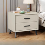 Table de chevet moderne en bois blanc cassé à 2 tiroirs