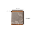 Table de chevet minimaliste en cuir marron et gris à 2 tiroirs