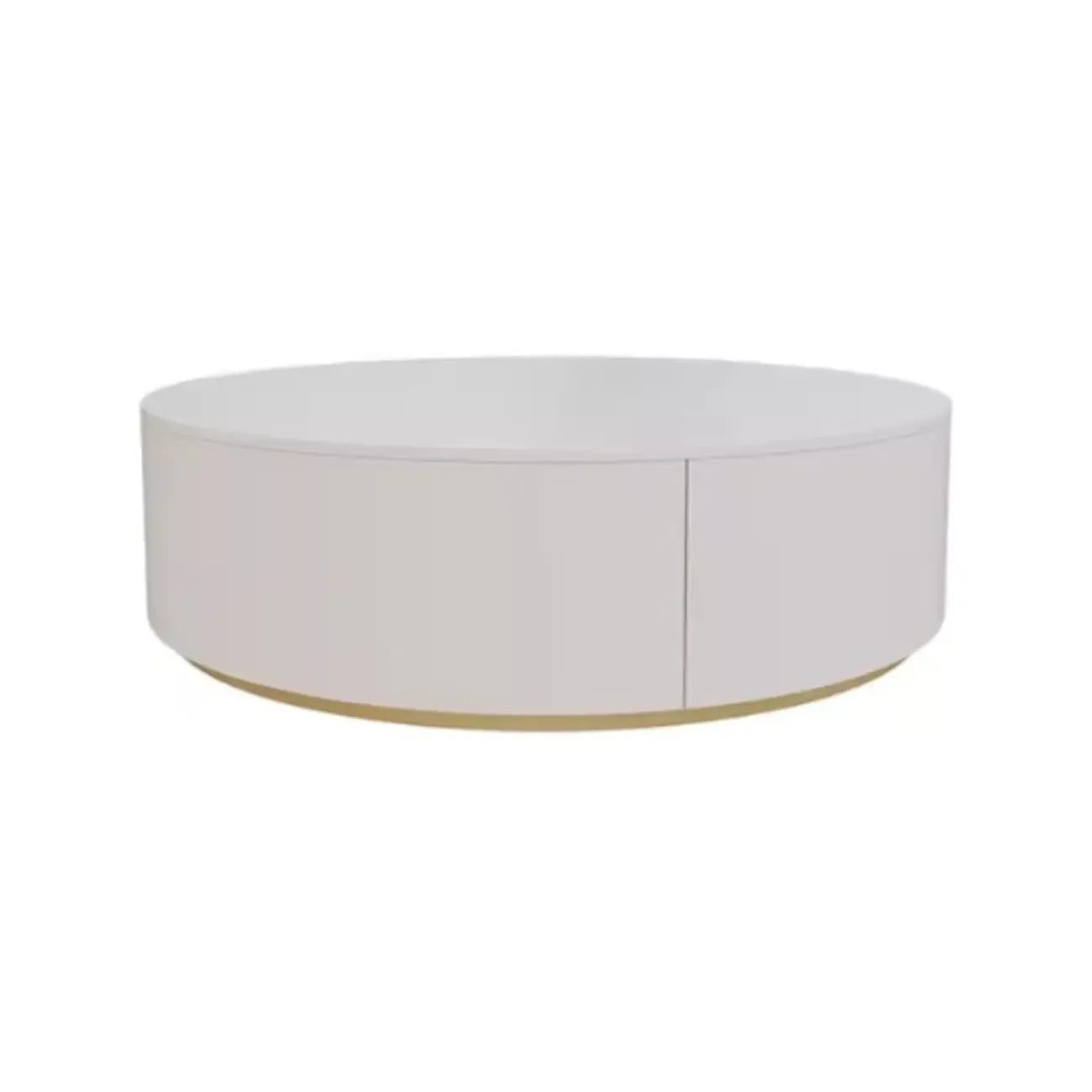 Table basse ronde en bois noir et blanc moderne et élégante avec tiroir