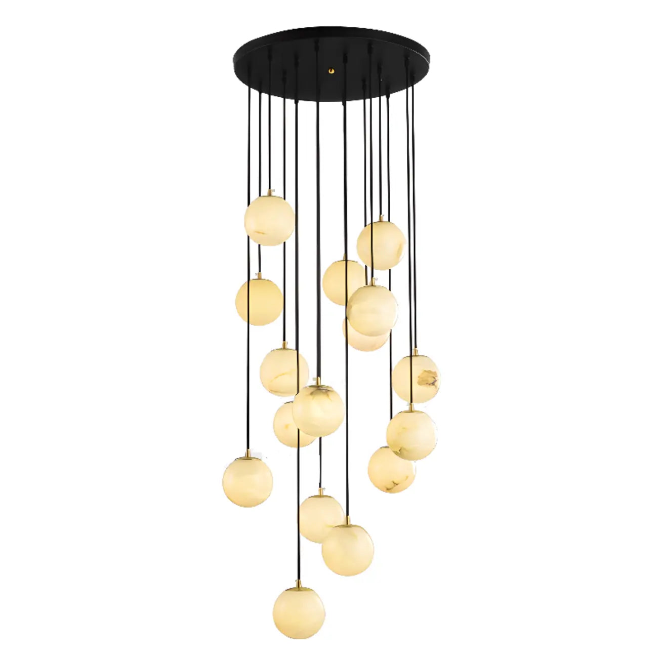 Suspension moderne réglable en forme de globe de pierre avec corde