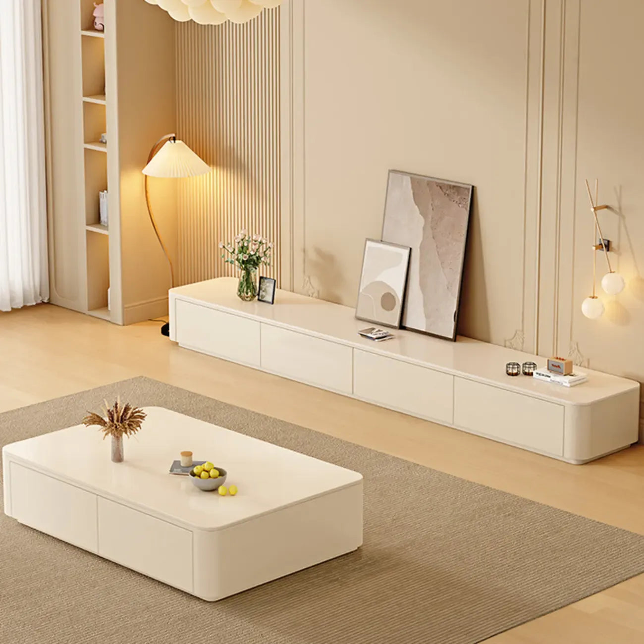 Meuble TV moderne en pierre avec tiroirs pour salon