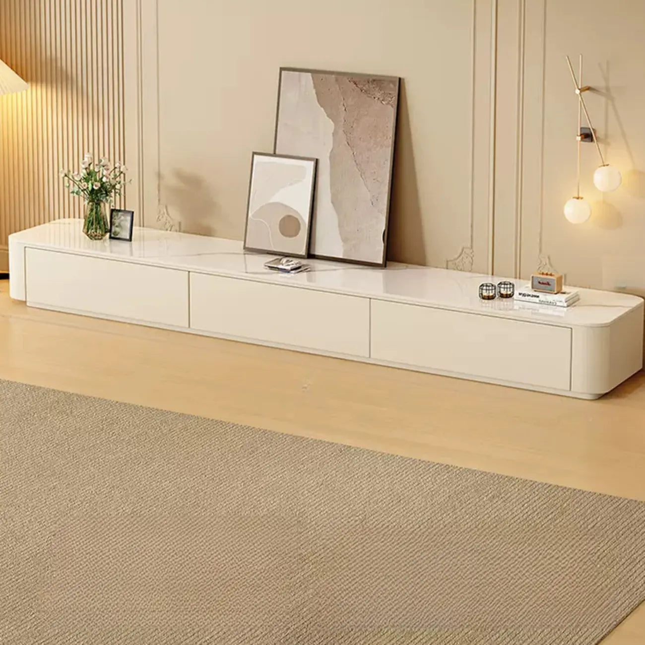 Meuble TV moderne en pierre avec tiroirs pour salon