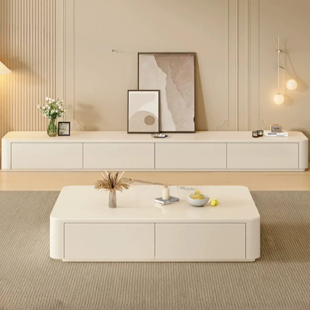 Meuble TV moderne en pierre avec tiroirs pour salon