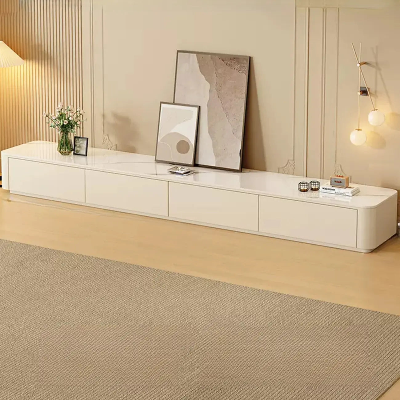 Meuble TV moderne en pierre avec tiroirs pour salon