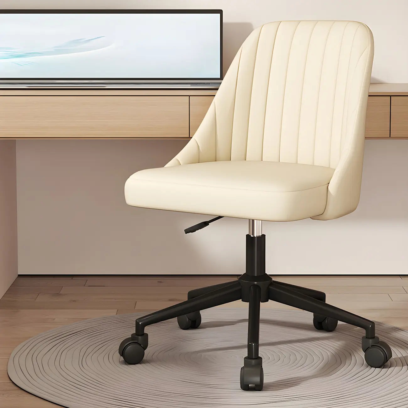 Chaise de bureau pivotante réglable beige moderne