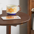 Table d'appoint ronde en bois marron avec piètement tripode et rangement