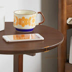 Table d'appoint ronde en bois marron avec piètement tripode et rangement