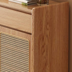 Meuble à chaussures bohème en rotin et chêne naturel