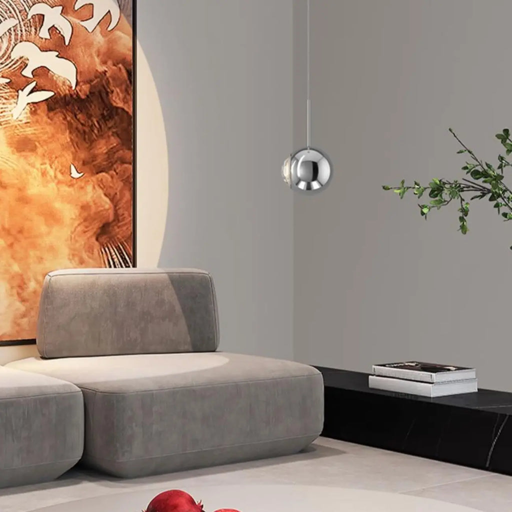 Suspension LED moderne à intensité variable en forme de globe pour chambre à coucher