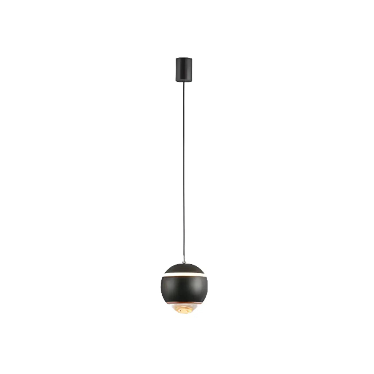 Suspension moderne en métal et verre avec globe et LED blanc chaud