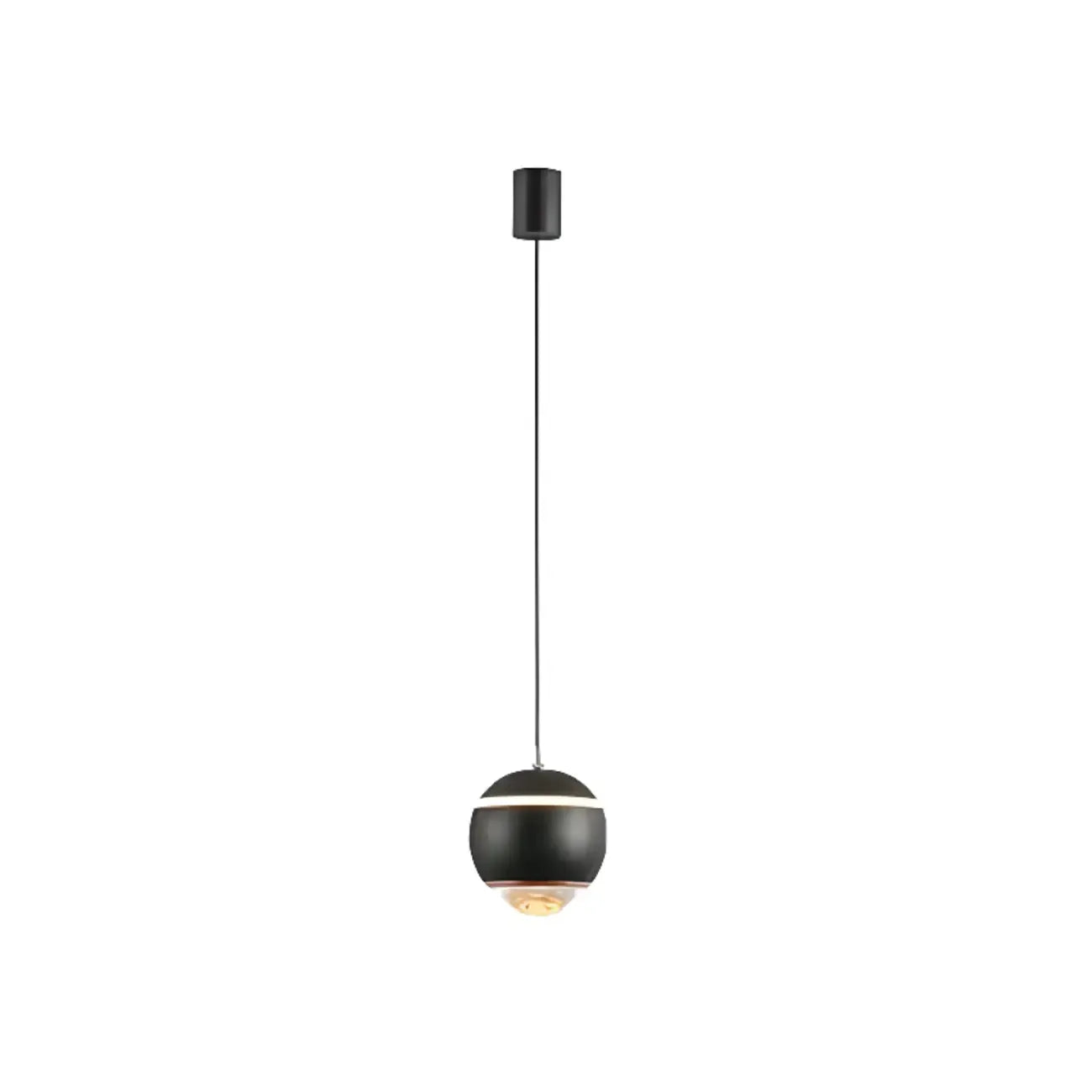Suspension moderne en métal et verre avec globe et LED blanc chaud