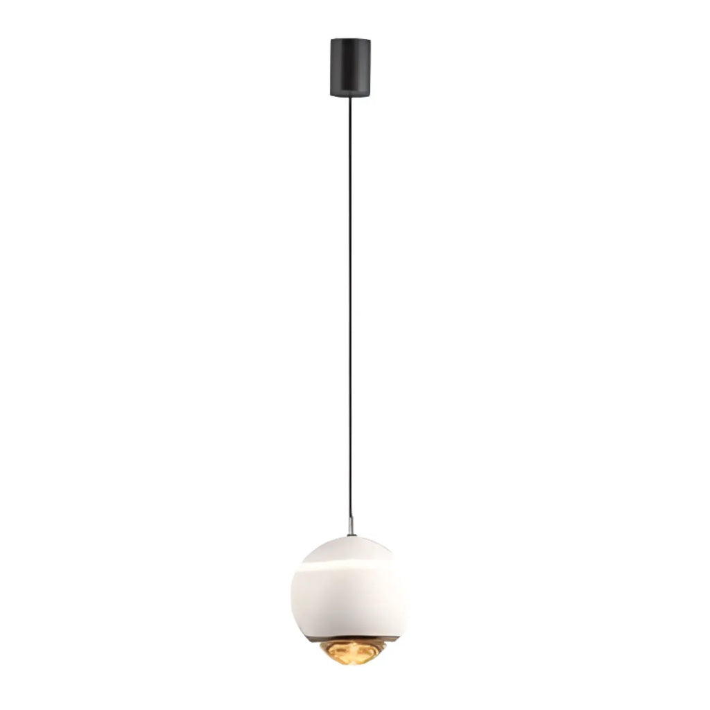 Suspension moderne en métal et verre avec globe et LED blanc chaud