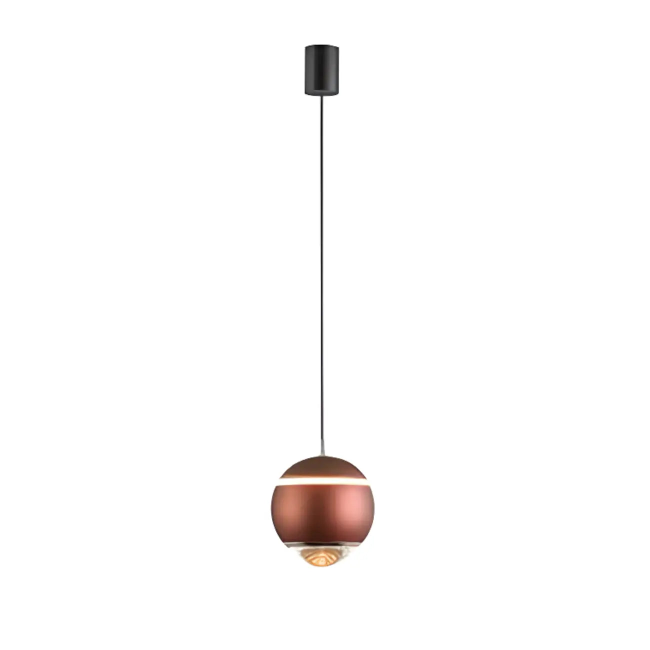 Suspension moderne en métal et verre avec globe et LED blanc chaud