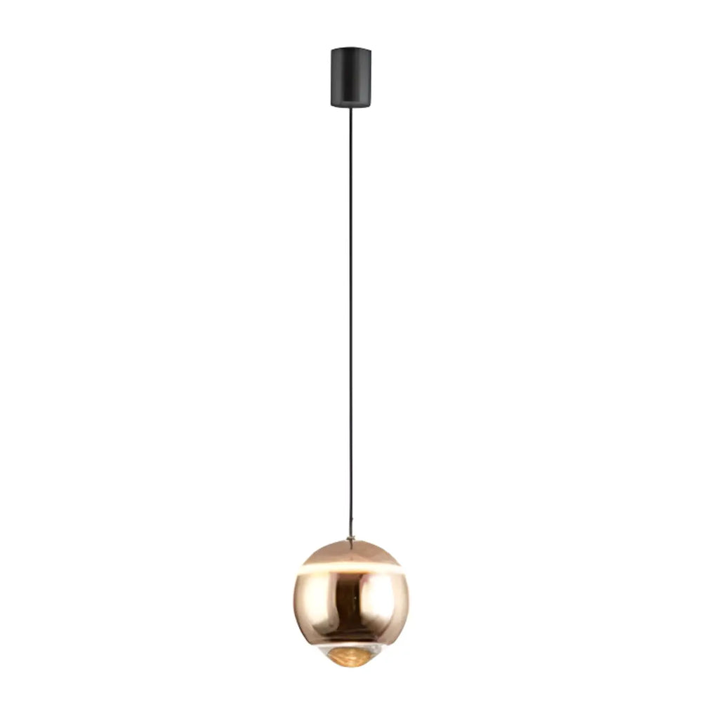 Suspension moderne en métal et verre avec globe et LED blanc chaud