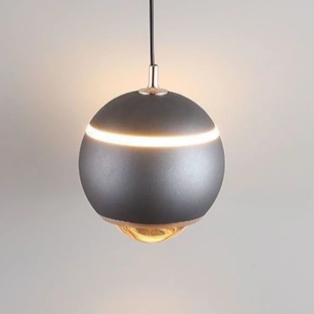 Suspension moderne en métal et verre avec globe et LED blanc chaud