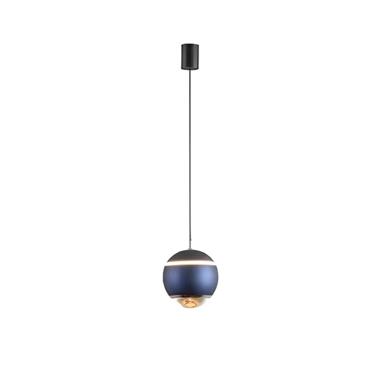 Suspension moderne en métal et verre avec globe et LED blanc chaud