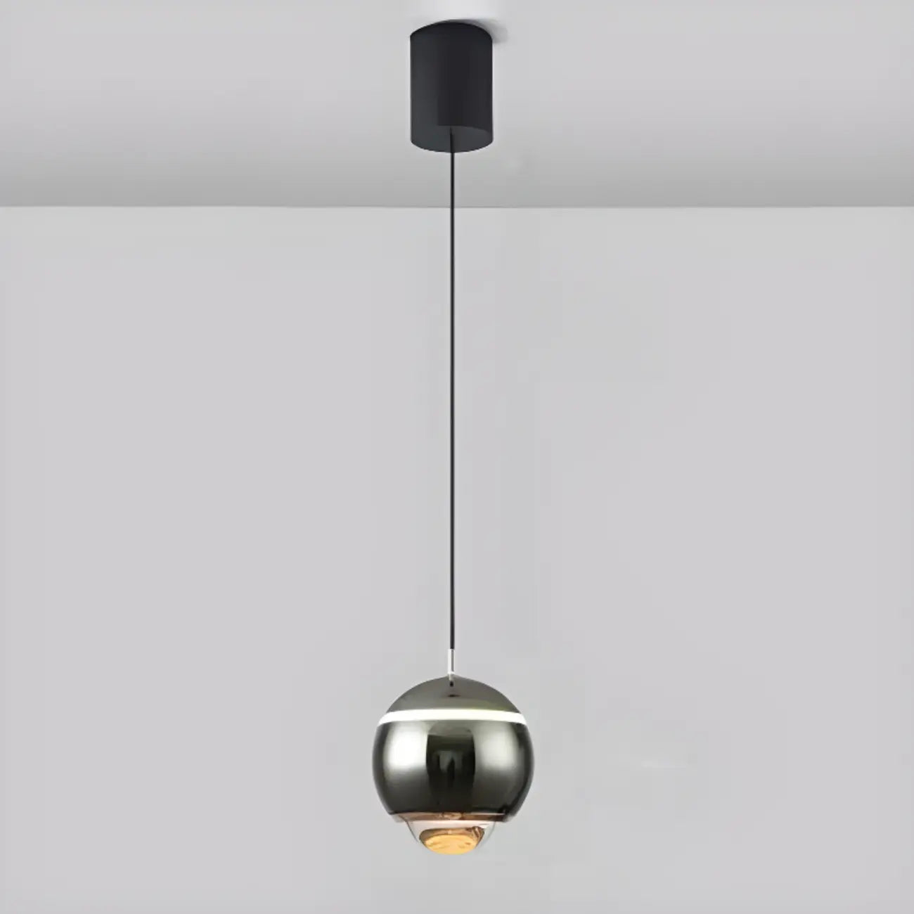 Suspension moderne en métal et verre avec globe et LED blanc chaud