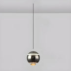 Suspension moderne en métal et verre avec globe et LED blanc chaud