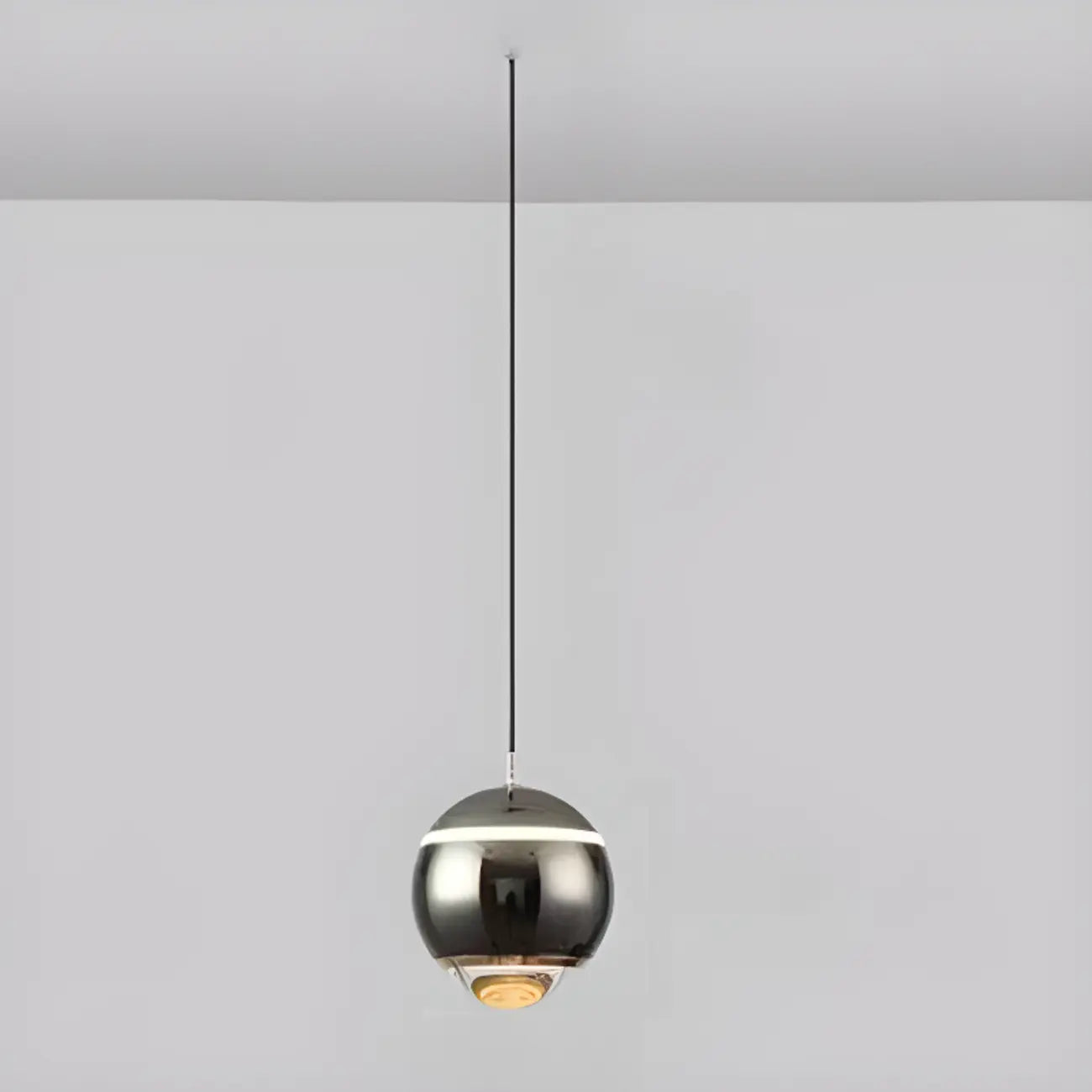 Suspension moderne en métal et verre avec globe et LED blanc chaud